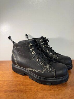 VTG 90s London Underground Women’s UK 8.5 US 10.5 Black Leather Combat Boots
